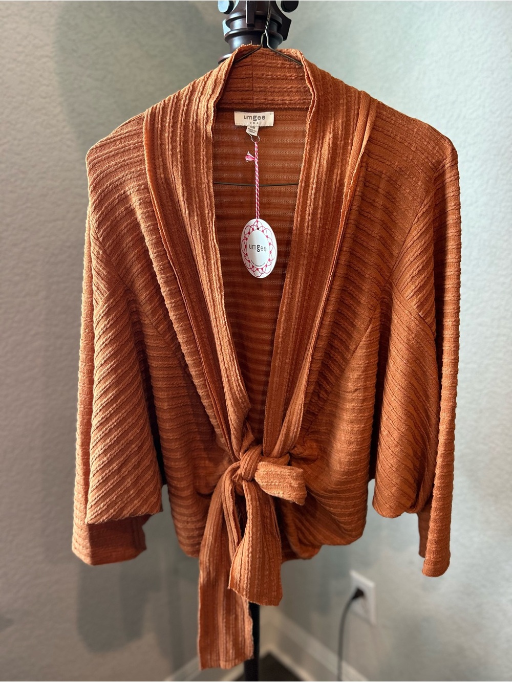 Umgee Burnt Orange Open Knit Cardigan